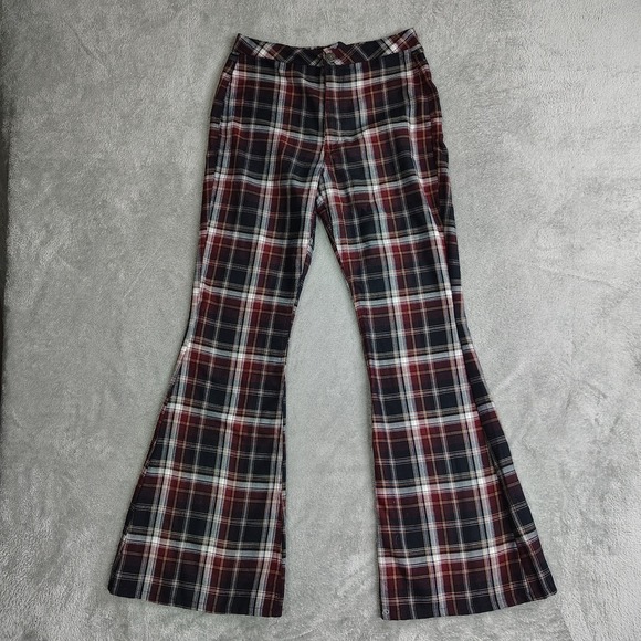 Tommy Hilfiger Pants - Tommy Hilfiger Plaid Wide Leg Pants - Red, White, Black